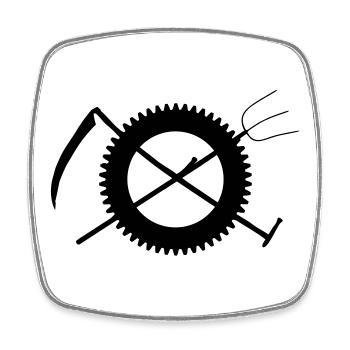 Gabel Sense Zahnrad Landwirt Symbol - Viereckiger Kühlschrankmagnet - Weiß - Vorne