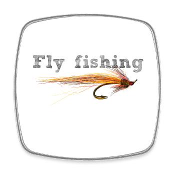 fly fishing hook - Square fridge magnet - white - Front