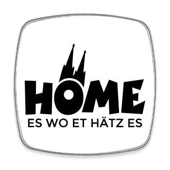 Home es wo et Hätz es - Köln mit Kölner Dom - Viereckiger Kühlschrankmagnet - Weiß - Vorne
