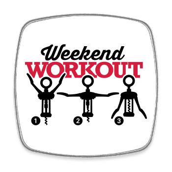 Weekend workout corkscrew - Viereckiger Kühlschrankmagnet - Weiß - Vorne