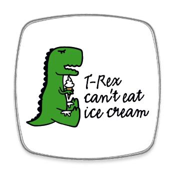 T-rex can't eat ice cream - Square fridge magnet - white - Front