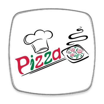 Pizza baker with cooking cap - Square fridge magnet - white - Front
