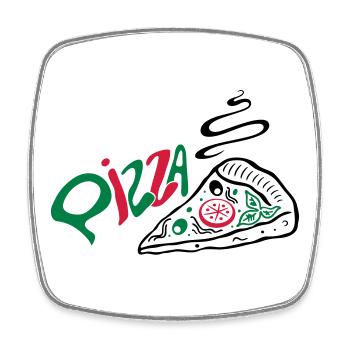 Italienische Pizza, italian food - Magnet carré - blanc - Devant