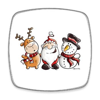 Weihnachtsmann und seine Freunde - Weihnachten - Viereckiger Kühlschrankmagnet - Weiß - Vorne
