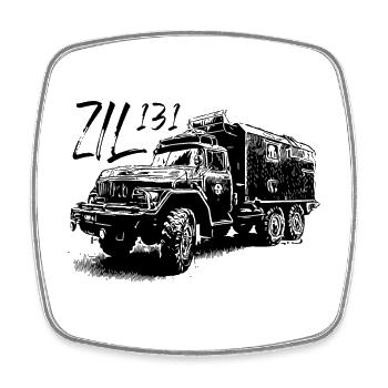 ZIL 131 - Viereckiger Kühlschrankmagnet - Weiß - Vorne