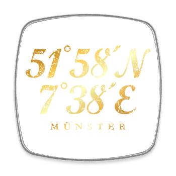 Münsteraner Koordinaten Münster (Vintage/Gelb) - Viereckiger Kühlschrankmagnet - Weiß - Vorne