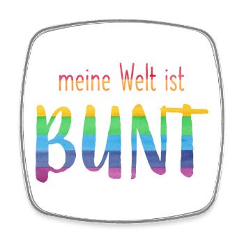 Meine Welt ist bunt - Regenbogen -fröhlich - Viereckiger Kühlschrankmagnet - Weiß - Vorne