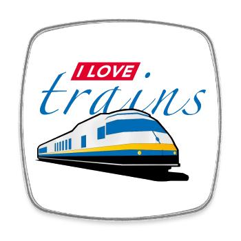 i love trains | railway - Viereckiger Kühlschrankmagnet - Weiß - Vorne