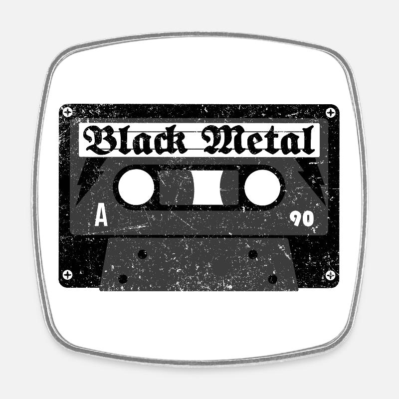 Black Metal Cassette - Square fridge magnet - white