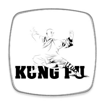 Shaolin Kungfu Symbole du maître combattant - Magnet carré - blanc - Devant