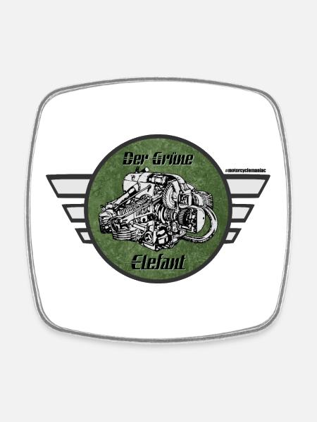 Zündapp KS 601 - Gruener Elefant - Viereckiger Kühlschrankmagnet - Weiß