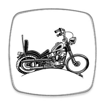 0906 Chopper Knöchelkopf - Viereckiger Kühlschrankmagnet - Weiß - Vorne