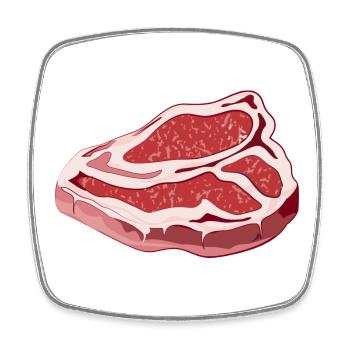 magnifique steak T Bone cru pour barbecues - Magnet carré - blanc - Devant