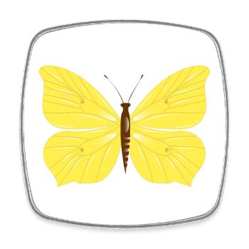 Papillon citron dessiné à la main - Magnet carré - blanc - Devant