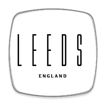 Leeds UK - Viereckiger Kühlschrankmagnet - Weiß - Vorne