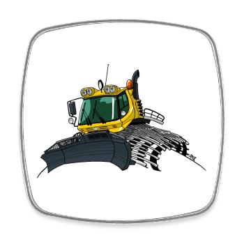 yellow snowplow new - Square fridge magnet - white - Front