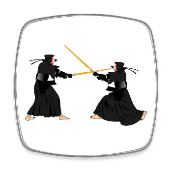 Zwei Kendoka im Kendo-Kampf - Viereckiger Kühlschrankmagnet - Weiß - Vorne