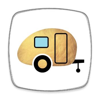 Caravane caravane Glamping Camping Gold Vacances Fan - Magnet carré - blanc - Devant