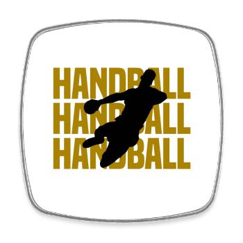 Handball Sprung Silhouette Gold - Viereckiger Kühlschrankmagnet - Weiß - Vorne