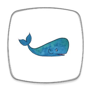 Illustration ludique de baleine bleue - Magnet carré - blanc - Devant