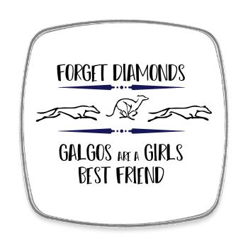 Galgos running - Square fridge magnet - white - Front