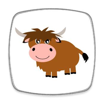 Vache bovine des Highlands - Magnet carré - blanc - Devant