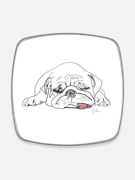 Pug - Square fridge magnet - white