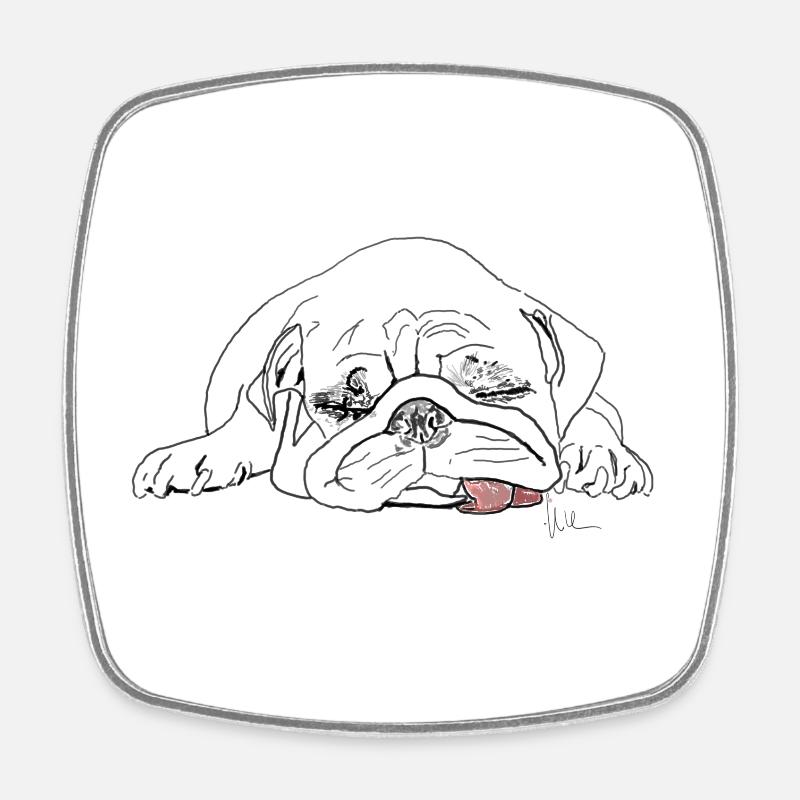 Mops - Viereckiger Kühlschrankmagnet - Weiß