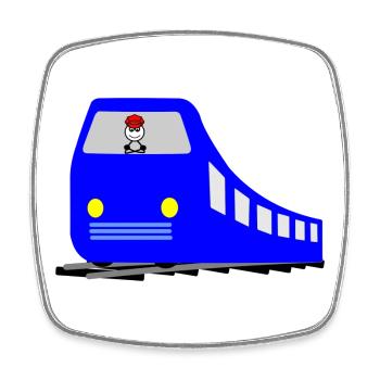 Train or metro on the rails with driver - Square fridge magnet - white - Front