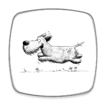 Rennender Schnauzer I Flotter Hund Comic - Viereckiger Kühlschrankmagnet - Weiß - Vorne