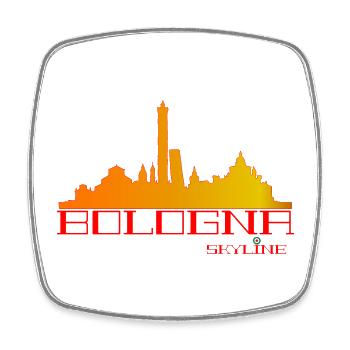 Bologna Skyline Orange-Rot - Viereckiger Kühlschrankmagnet - Weiß - Vorne