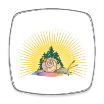 Roman snail in the forest and sunrise - Square fridge magnet - white - Front