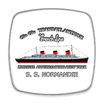 PAQUEBOT NORMANDIE CREATION LOUIS RUNEMBERG - Magnet carré - blanc - Devant