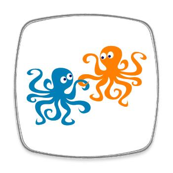 Octopus Valentine's Day Comic Sea Octopus Child - Square fridge magnet - white - Front