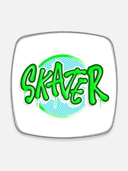 Skater - Viereckiger Kühlschrankmagnet - Weiß