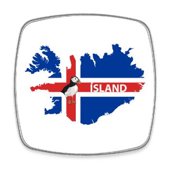 Drapeau de l’Islande Puffin Iceland Design - Magnet carré - blanc - Devant
