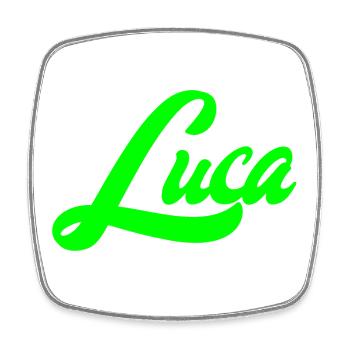 Luca Leuchtender Neon-Lettering Schriftzug - Viereckiger Kühlschrankmagnet - Weiß - Vorne