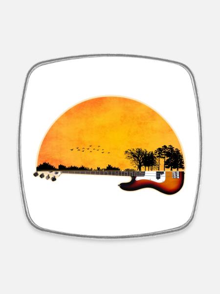 nature guitar - Square fridge magnet - white