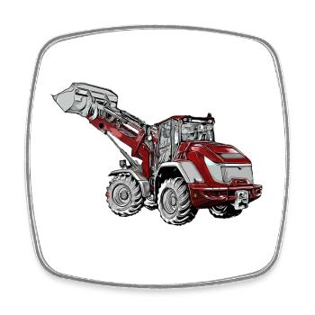 Roter Bagger Industrie - Viereckiger Kühlschrankmagnet - Weiß - Vorne