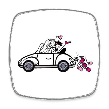 Strichmännchen Hochzeit - Viereckiger Kühlschrankmagnet - Weiß - Vorne