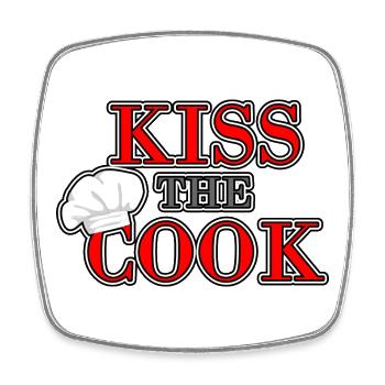 Kiss the Cook - Square fridge magnet - white - Front