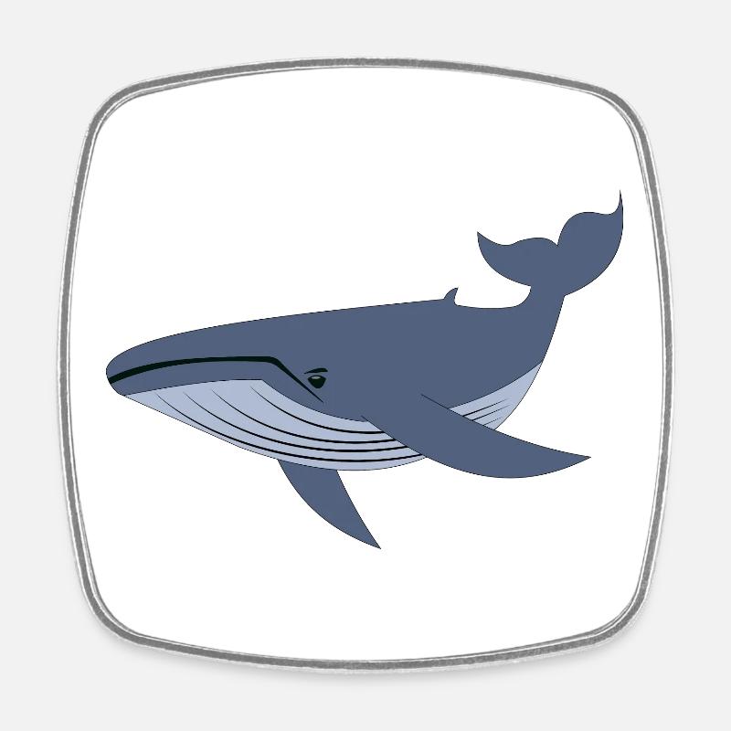 Baleine bleue, baleine - Magnet carré - blanc