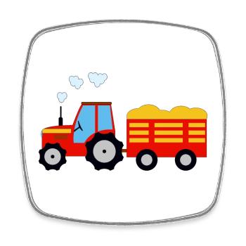 Tracteur - Magnet carré - blanc - Devant
