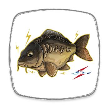 Aquatic cartoon electric fish - Square fridge magnet - white - Front
