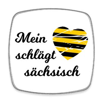 Ein Herz für Sachsen - Viereckiger Kühlschrankmagnet - Weiß - Vorne