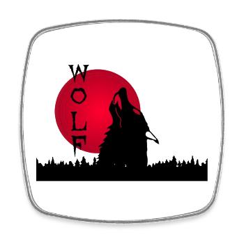 Black wolf, forest and sunset - Square fridge magnet - white - Front
