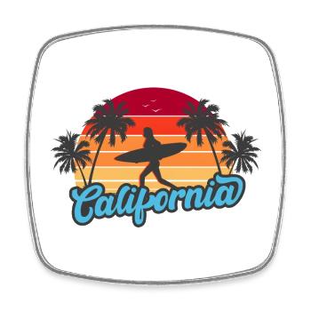 California Vintage Summer Design - Square fridge magnet - white - Front