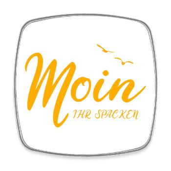 Moin ihr Spacken, plattdeutsch norddeutsch Möwe - Viereckiger Kühlschrankmagnet - Weiß - Vorne