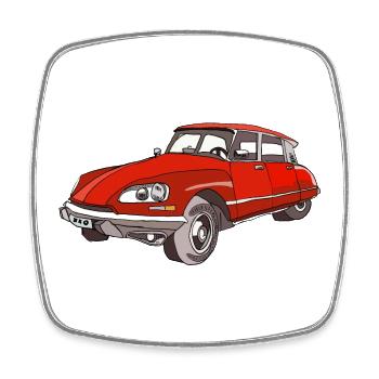 Roter Oldtimer Coupé Illustration - Viereckiger Kühlschrankmagnet - Weiß - Vorne