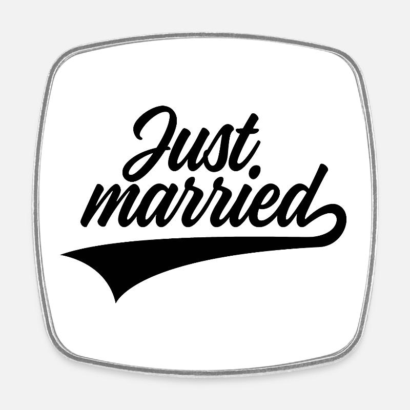 JUST MARRIED - Square fridge magnet - white